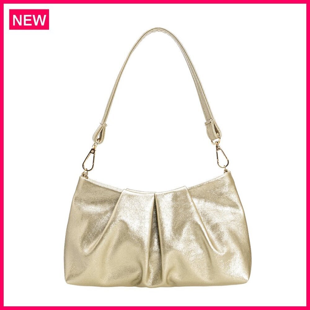 Pleated PU Leather Clutch with Detachable Straps, Formal Evening Handbag